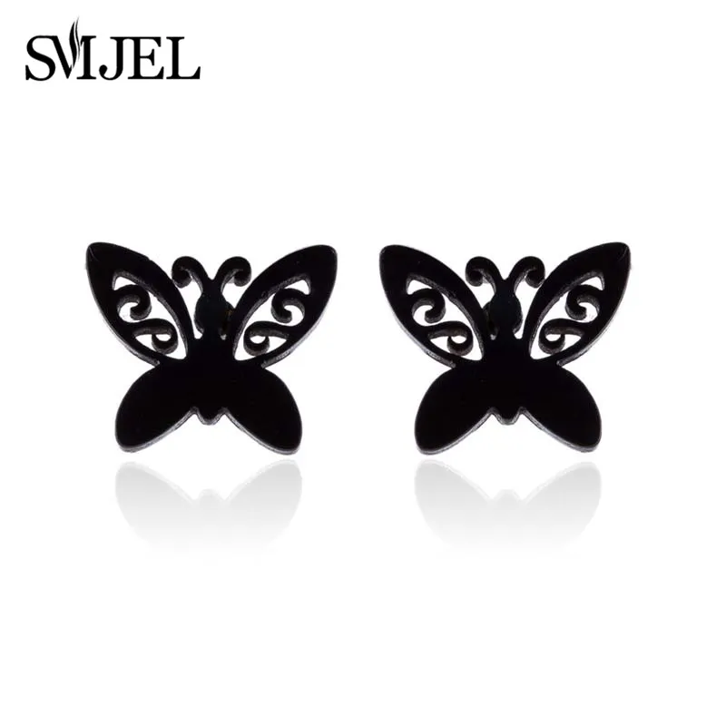 Женские серьги бабочки SMJEL из нержавеющей стали с милыми животными лисы кошки