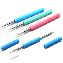 ZD 3 шт. нержавеющей иглы Черноголовых Удалить инструмент двойной головкой комедона Угри Пятна Extractor удаления лица косметические средства CO577