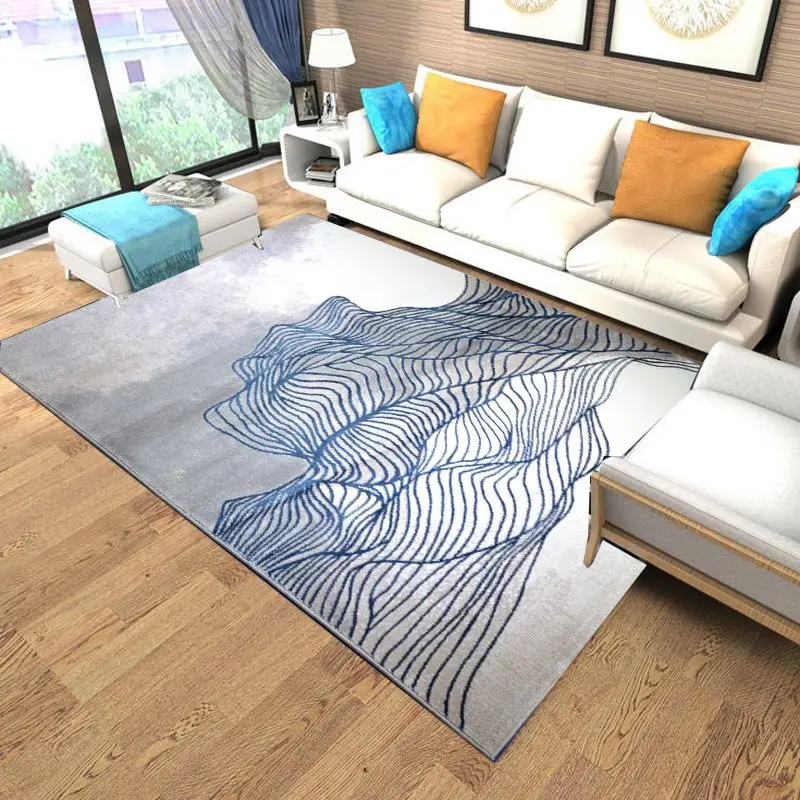 

Thick Polypropylene Carpet Home Living Room Nordic Line Carpet Bedroom Sofa Coffee Table Rug Modern Design Study Room Floor Mat