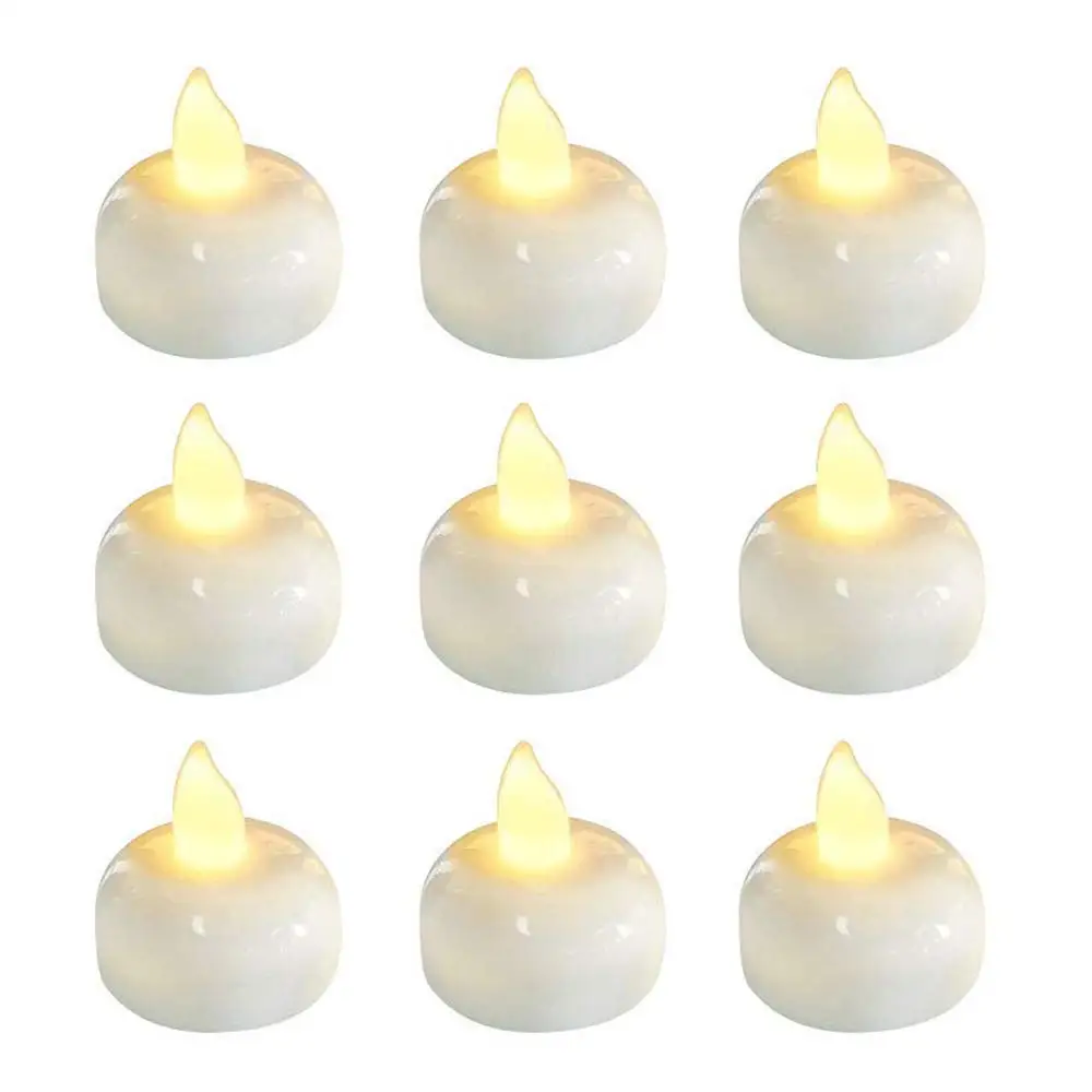 

Pack of 6 Flickering Waterproof Flameless Floating Tealights Warm White Battery Flickering LED Tea Lights Candles Wedding Party