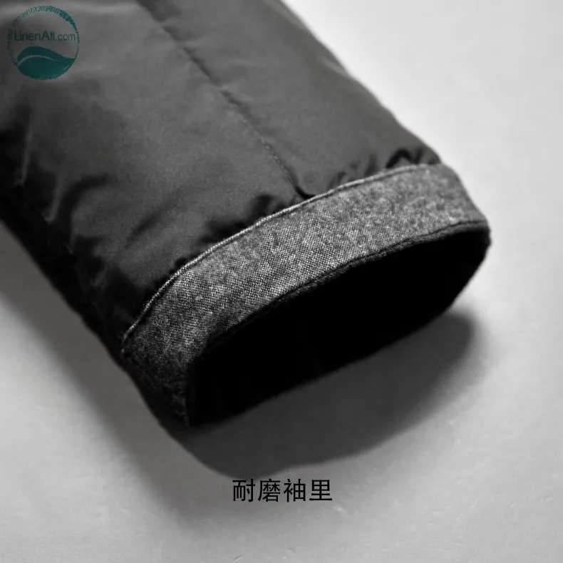 Linenall оригинальные мужские в китайском стиле зимние повседневные толстые рами черная короткая пуховая куртка мужской свободные QF