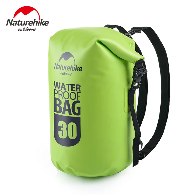 Naturehike 30L 20L Бочкообразная 500D ПВХ водонепроницаемая сумка речной Поход Сумки для рафтинга двойные плечевые ремни сумка для воды сухие сумки - Цвет: Green 30L