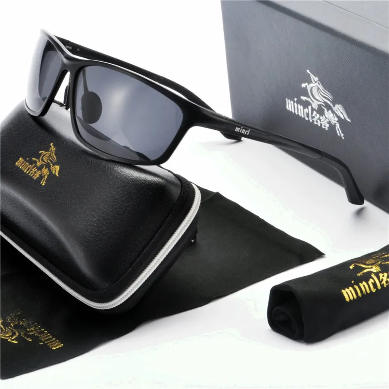 MINCL Модные мужские поляризованный, алюминиевый, магниевый квадратный солнцезащитные очки для пилота фирменный дизайн солнцезащитные очки FML