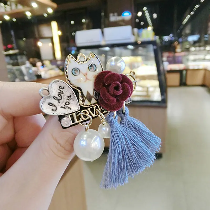 

Korean Fashion Handmade Rabbit Brooch Original Design Style Hook Flower Retro Pin Buckle Badge brooches Woman Party