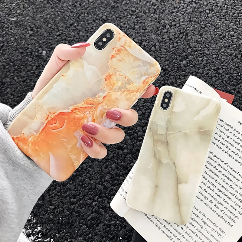 

LOVECOM Marble Stone Texture Phone Cases For iPhone XR X XS Max 6 6S 7 8 Plus Granite Painted Soft IMD Phone Back Cover Couque