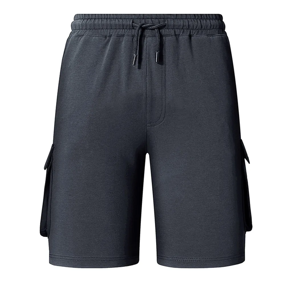 Мужские шорты с карманами, летние пляжные шорты, мужские одноцветные шорты, Высококачественные эластичные модные шорты, мужские S-2XL