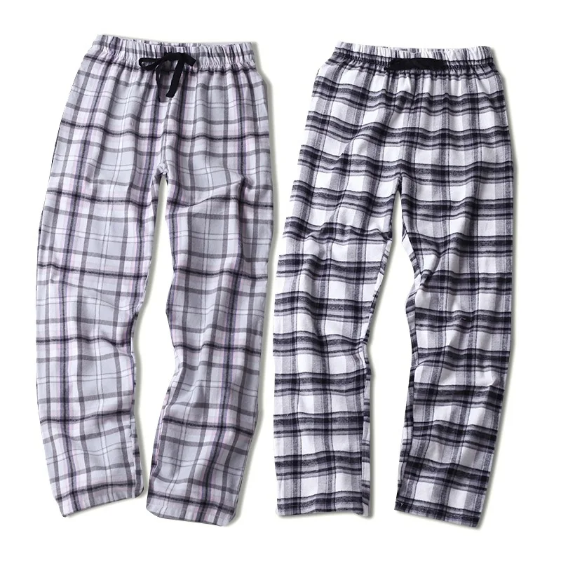 

2019 Spring Girls Brand Homewear Women Casual Plaid sleepwear bottom Ladies long length nighty Pants Female 100% Cotton Trousers