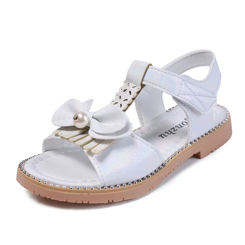 COZULMA Kids Fringe Beach Sandals Girls Princess Pearl Summer Shoes