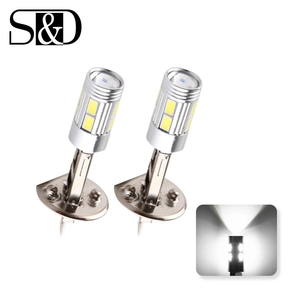 H1 светодиодный лампы супер яркие высокой мощности H3 10-SMD 5630 Автомобильные светодиодные Автомобильные противотуманные сигнальные поворосветильник фары дальнего света белый Янтарный красный D45 - изображение