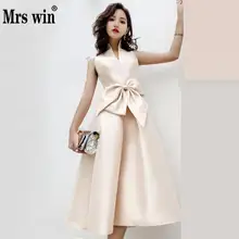 Mrs Win Благородное женское вечернее Платье милое элегантное платье средней длины с секциями для банкета и ужина вечерние платья для выпускного вечера vestido de festa L