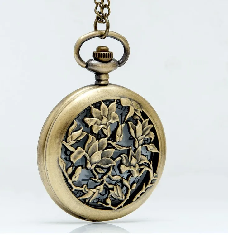 free-shipping-wholesale-vintage-bronze-flower-pocket-watch-necklace-woman-gift-watch-pll65