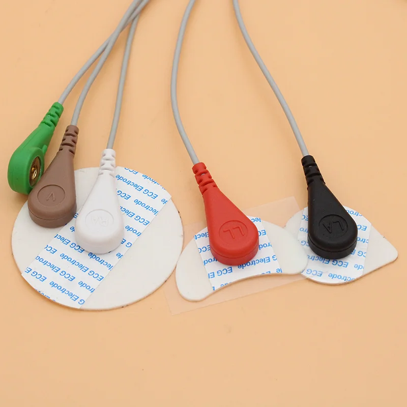 Совместим с Mortara H3 Holter Recorder ECG Cable 5 свинцовых защелок AHA leadwire.| |