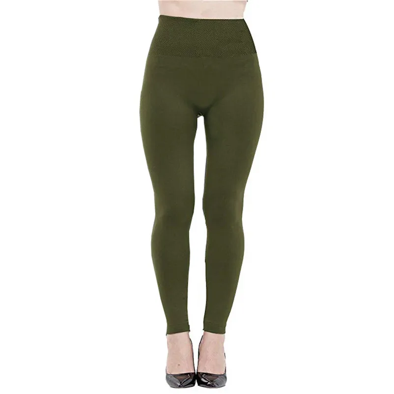 Женские леггинсы с флисовой подкладкой, мягкие теплые леггинсы с высокой талией для похудения, женские обтягивающие брюки, женские брюки ДЛЯ ФИТНЕССА, обтягивающие леггинсы# 25A - Цвет: Green