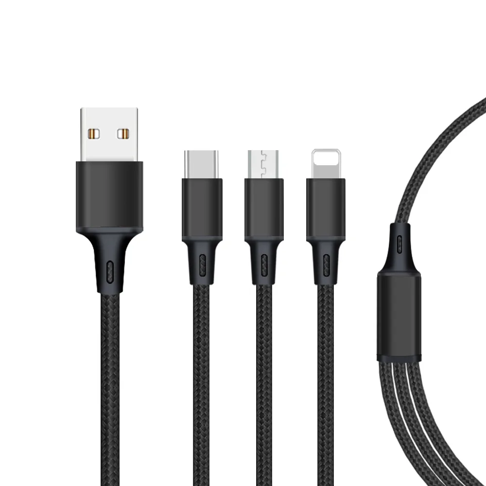 3 в 1 USB кабель для iPhone XS X 8 7 6 зарядное устройство Micro USB кабель для Android USB TypeC кабели для Samsung S9 Xiaomi