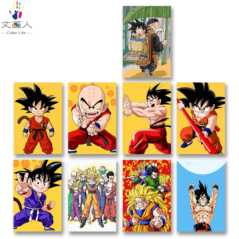 

DIY colorings pictures by numbers with colors Dragon Ball Sun Wukong Anime picture drawing painting by numbers framed Home
