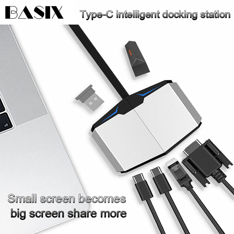 

Basix USB Type C Hub To HDMI/RJ45 Gigabit Ethernet/VGA/Thunderbolt 3 Adapter for Macbook Huawei P20 Pro Type C USB 3.0 HUB