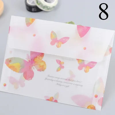 3 шт. милый кавайный бумажный конверт с изображением бабочек, перьев, цветов серной кислоты для детей, открытка, праздничная открытка, подарок, школьные принадлежности - Цвет: Светло-серый