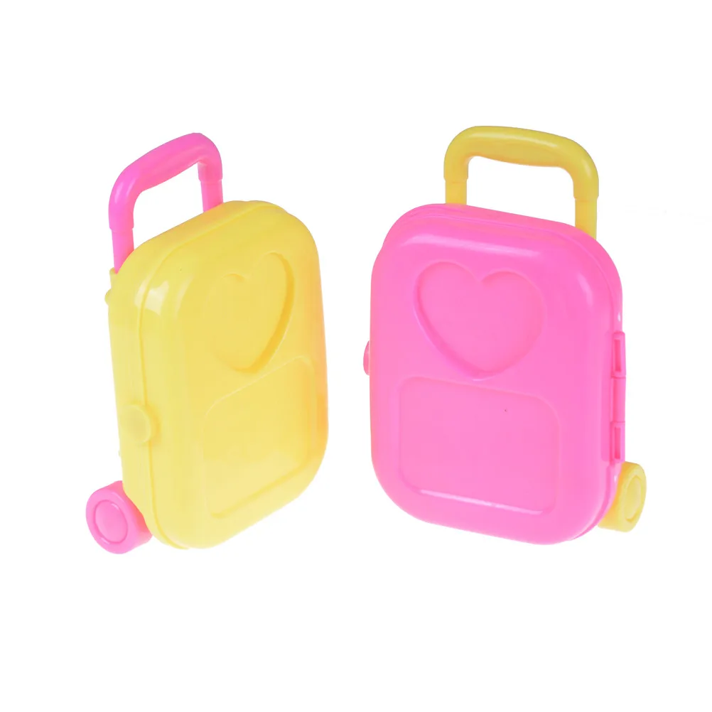 Fashion Plastic Furniture 3D Travel Train Suitcase Luggage Kids Toys Play House For Barbie Doll