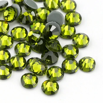 

QIAO Olive Green Hot fix /Iron On Technics SS6-SS30 ( 2mm - 6.5mm ) Flatback Crystal Glass Rhinestone DIY Accessories
