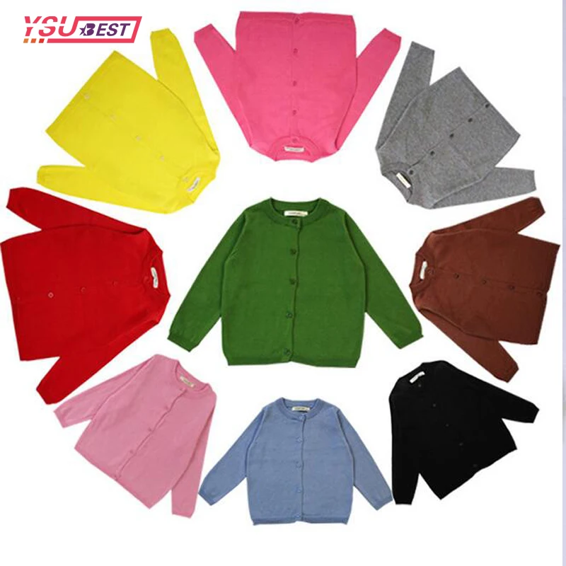 Baby Children Clothing Boys Girls Candy Color Knitted Cardigan Sweater 13 Color Kids Spring Summer Autumn Cotton Outer Wear