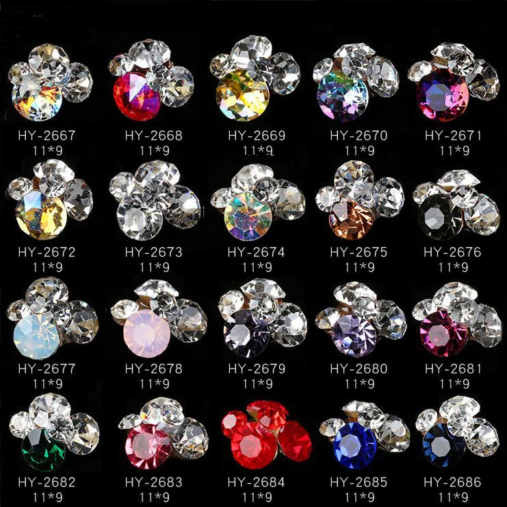 

10pcs/lot, Fashion Shapes Nail Art 3d Sharp Back Red Crystals Iridescent Rainbow Colors Rhinestones Decorations