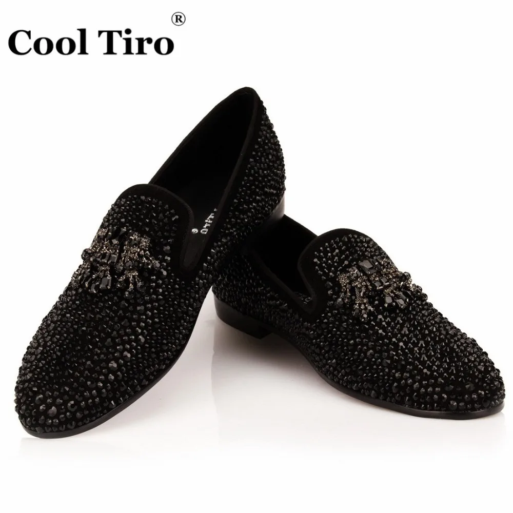 Men Loafers Crystals Tassel Black Rhinestones Strass (9)