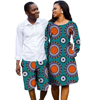 

Fashion Couples Dress Africa Clothes Printed Dresses And Men Shorts Party African Women Clothes Ladies Costume Customized