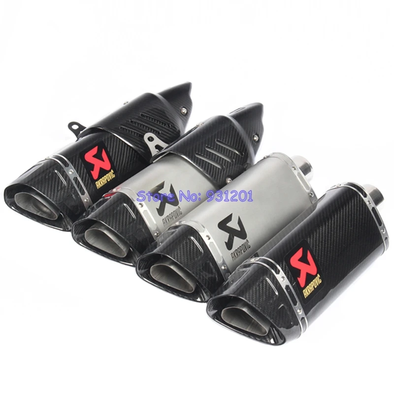 

Inlet 51mm Carbon Fiber Motorcycle Exhaust Pipe Muffler Akrapovic Exhaust Tubo Escape with Heat Shield Cover