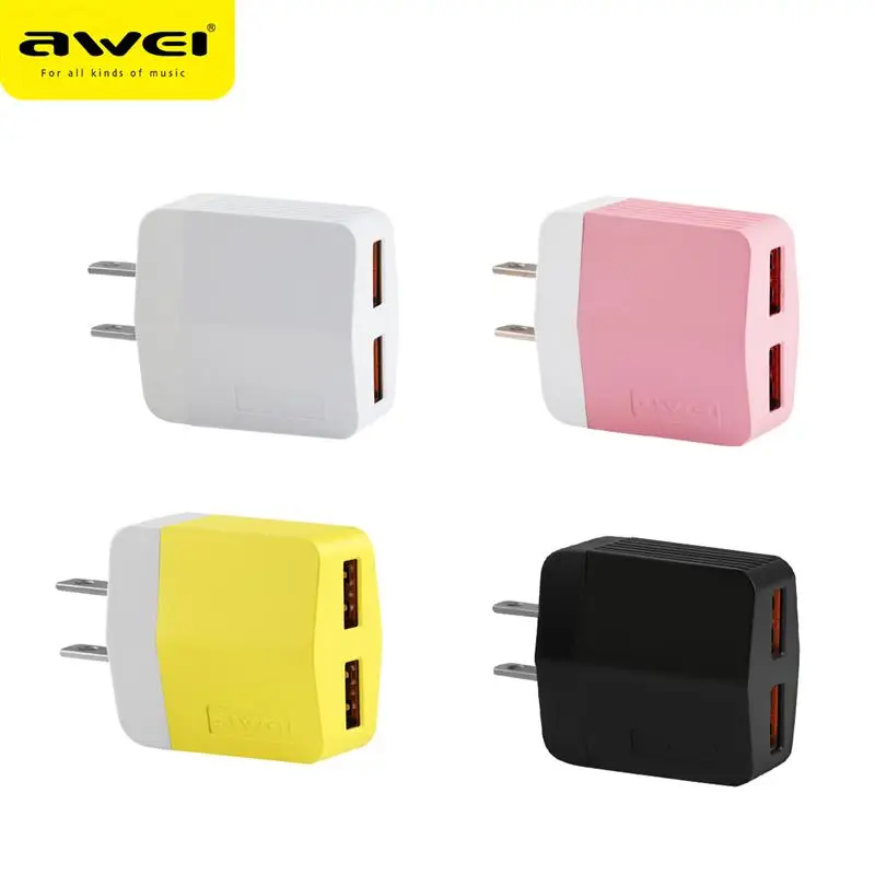Awei C 960 High Quality 2 USB Jack Charger Colorful Fast Chargers