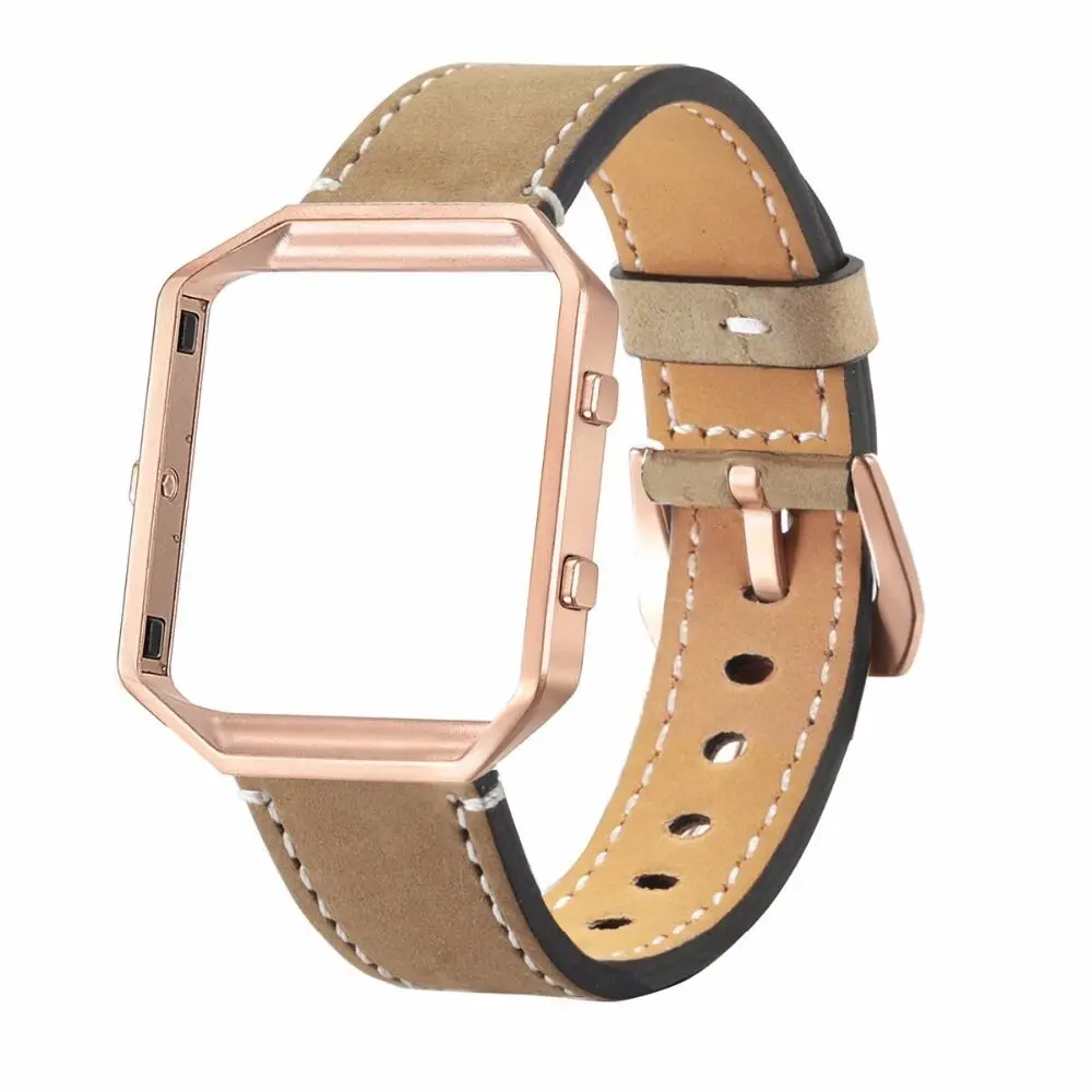 Ремешок для часов из натуральной кожи для Fitbit Blaze, сменный ремешок+ Meatal Frame House Wrsit, ремешок для смарт-часов Fitbit Blaze