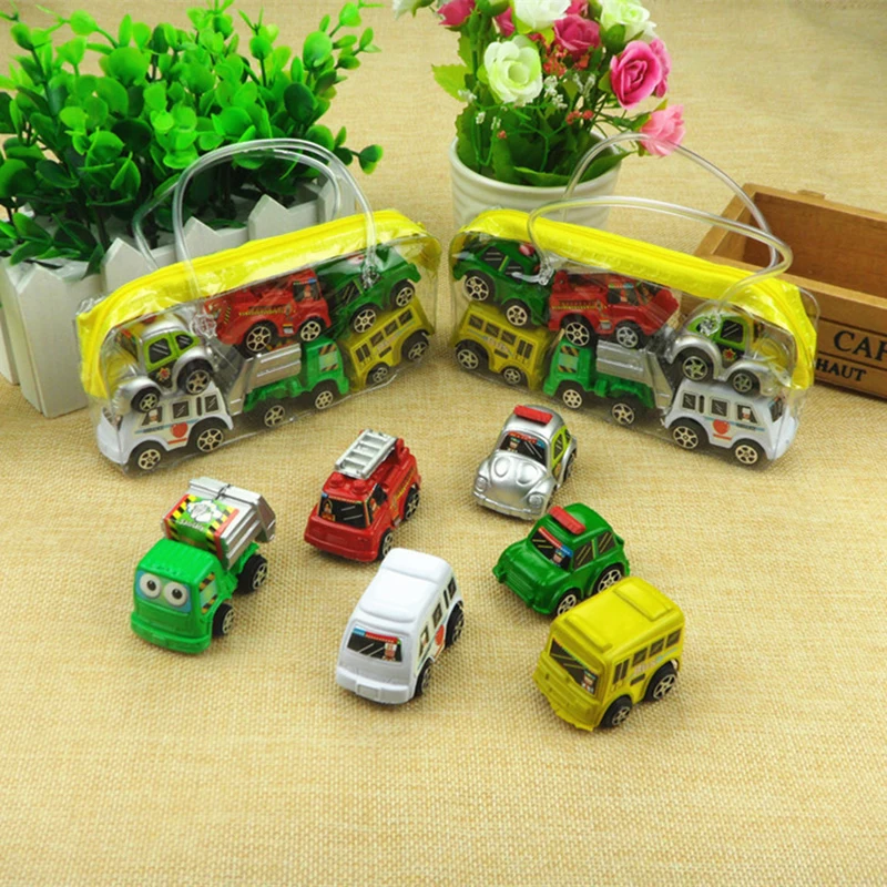 6 шт./пакет мини-мультфильм автомобиль Игрушечные лошадки модели автомобиля отступить мини-автобус грузовик Дети Игрушечные лошадки для
