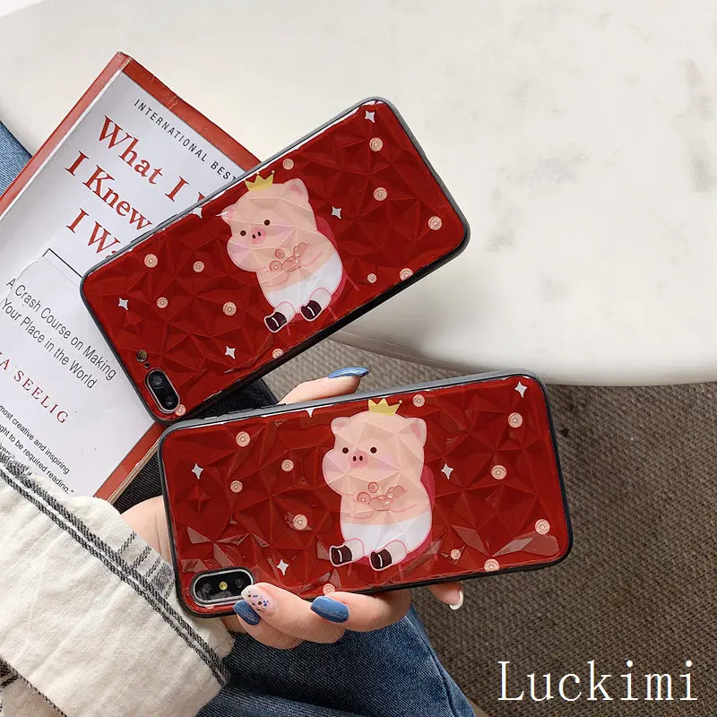 Для iphone 6 S P 6SP 7 8 x xs xR MAX plus чехол роскошный Алмазный милый мультяшный поросенок