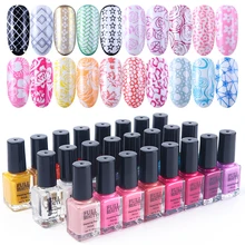 Красочный стемпинг ногтей покрытие печать лак 6 мл Лак для ногтей Золото Серебро Красный лак для переноса ногтей пластины штамп SA961