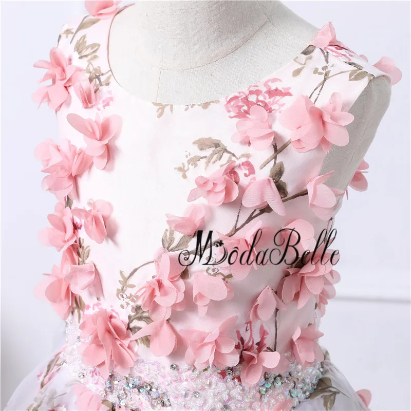 Женское платье для выпускного розовое с цветочным принтом модель 2018|prom dress kids|puffy