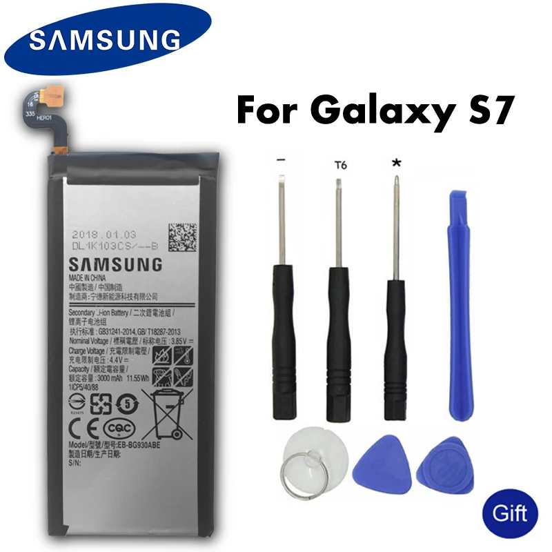 

Samsung Original EB-BG930ABE Phone Battery 3000mAh For Samsung GALAXY S7 G9300 G930F G930A G9308 SM-G9300 Replacement Battery