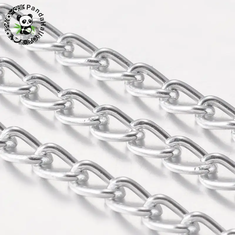 Aluminum Twisted Chains Curb Chains, Oxidated in Silver, Link 4x5.2mm