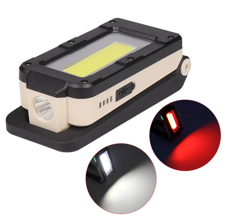 

XPE+COB LED Working Flashlight Inspection Torch Lamp with Magnet & Rotating Base Folding Hanging Hook for Tent Camping Repairing