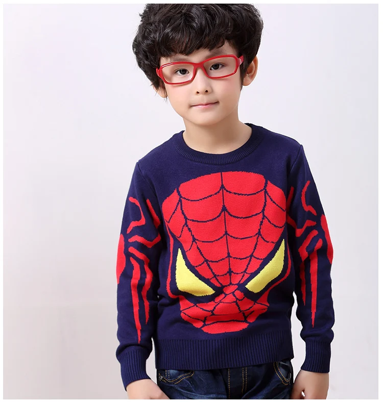 Классический пуловер с изображением Человека-паука свитер для мальчиков хлопковый кардиган одежда для Хэллоуина Одежда Герой Baby лучшие детские универсальные 2 цвета 90-155 см