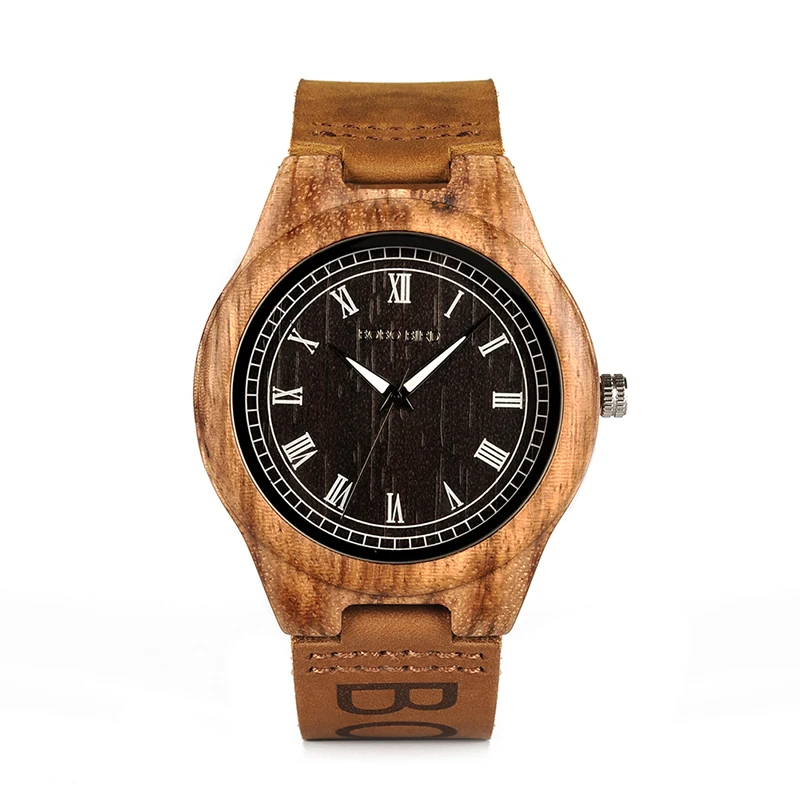 BOBO BIRD O30 Mens Bamboo Wooden Quartz Watches for male Wristwatch With Leather Band in Box relogio masculino