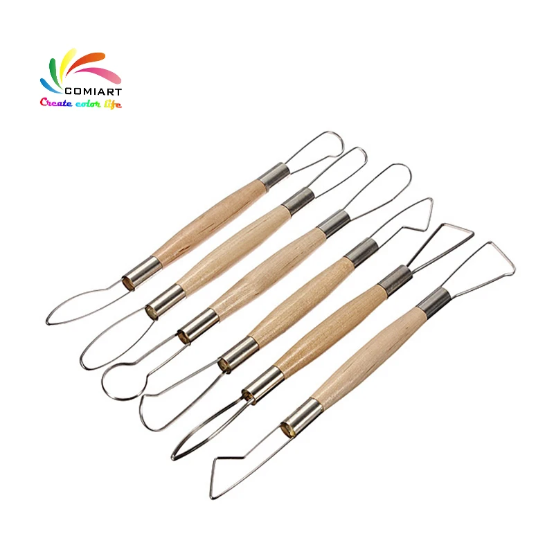 6 PCS Pottery Clay Tools Ceramics Ribbon Sculpting Tool Set 8 inch Polymer Clay Sculpture