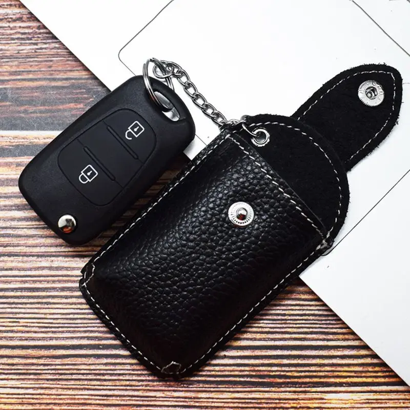 

Fashion Women Men Leather Car Keychain Card Holder Wallet Case Key Organizer Bag keyring Card Bag 1PC 2019New