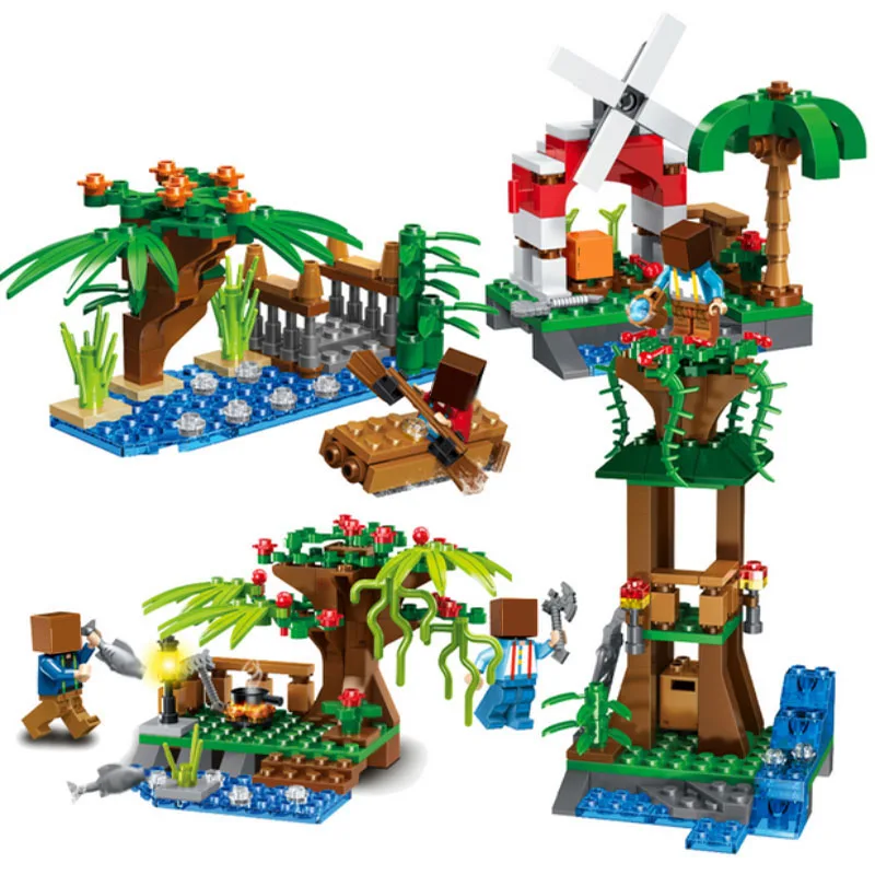 4 in 1 MY WORLD Village Enlighten Building Blocks Sets Compatible Legoed Minecrafted City Bricks Toys Gift For Children Kids 4 in 1 MY WORLD Village Enlighten Building Blocks Sets Compatible Legoed Minecrafted City Bricks Toys Gift For Children Kids