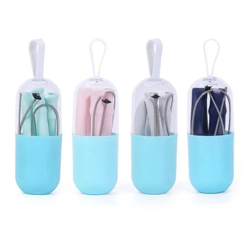 Collapsible Silicone Straw Reusable Folding Drinking Straw with