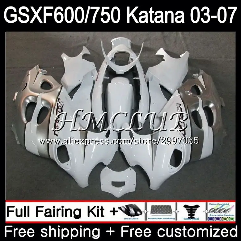 

Body Silvery white For SUZUKI KATANA GSXF600 2003 2004 2005 2006 2007 36HC.3 GSX600F GSXF 600 750 GSXF750 03 04 05 06 07 Fairing