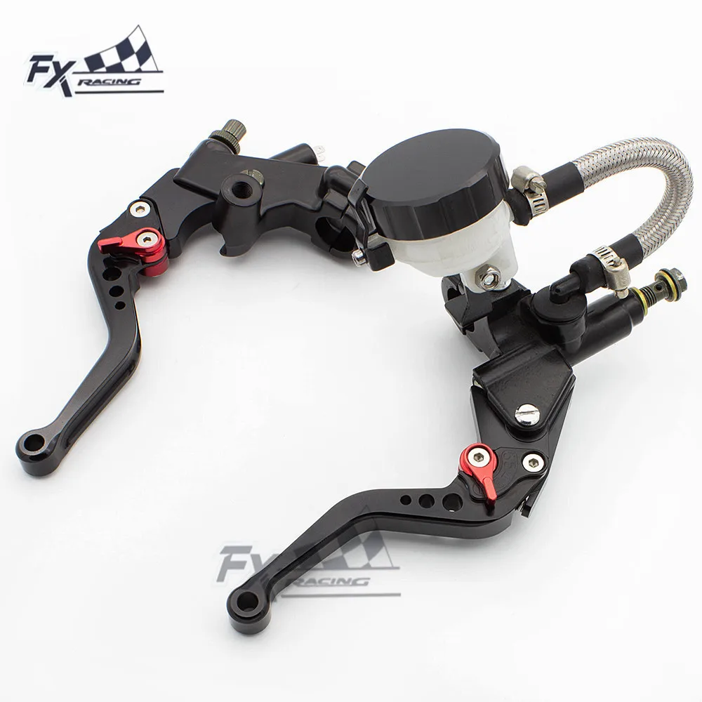 FXCNC Racing Universal Motorcycle 7/8 22mm CNC Brake Clutch Master Cylinder Hydraulic Lever Reservoir Set for 125-400CC Sports Motorbike Scooter 
