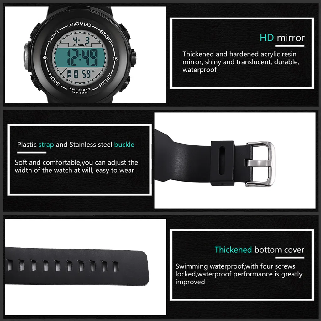 Модные высококачественные многофункциональные спортивные водонепроницаемые спортивные часы 30 м электронные цифровые часы подарки мужские наручные светящиеся часы для