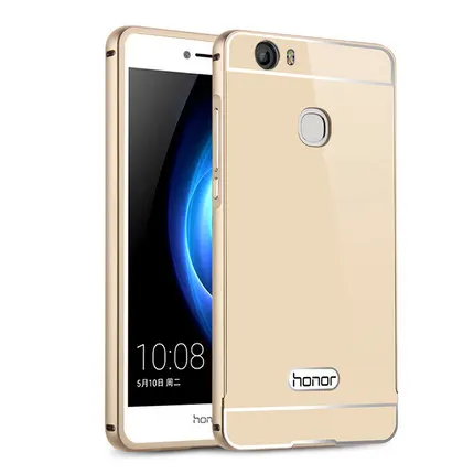 Роскошный Алюминиевый чехол для телефона huawei Honor note 8, металлический бампер, зеркальная Пластиковая Задняя Крышка, защита для Honor note8, чехол s 6,6 дюймов - Цвет: GOLD