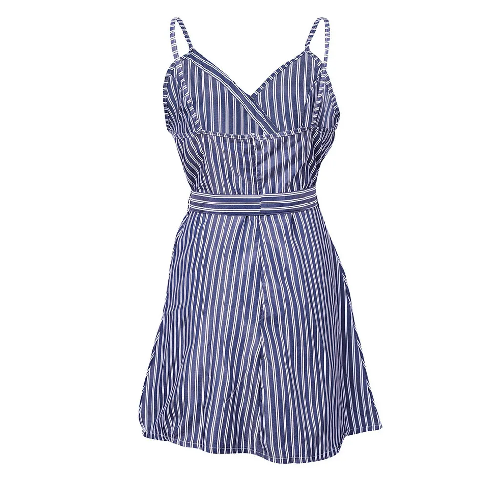 Vestidos verano 2018 Для женщин летнее платье леди без рукавов с v образным вырезом Camisa