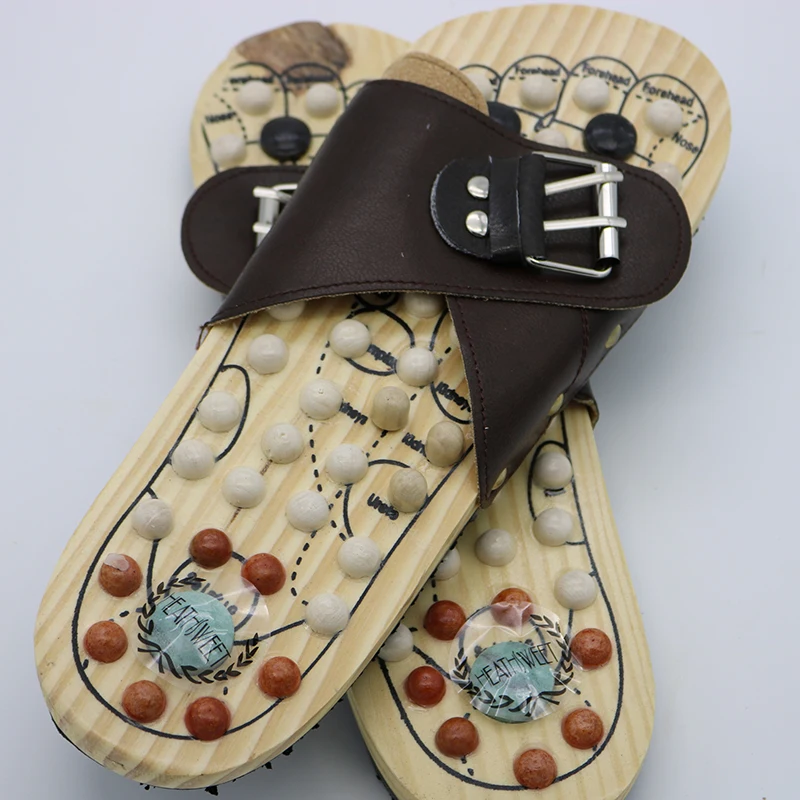 Healthsweet 1 Pair Wooden Base Acupunture Foot Massage Slippers Shoes Reflexology Natural Stone Acupoint Foot Massager Slipper Healthsweet 1 Pair Wooden Base Acupunture Foot Massage Slippers Shoes Reflexology Natural Stone Acupoint Foot Massager Slipper