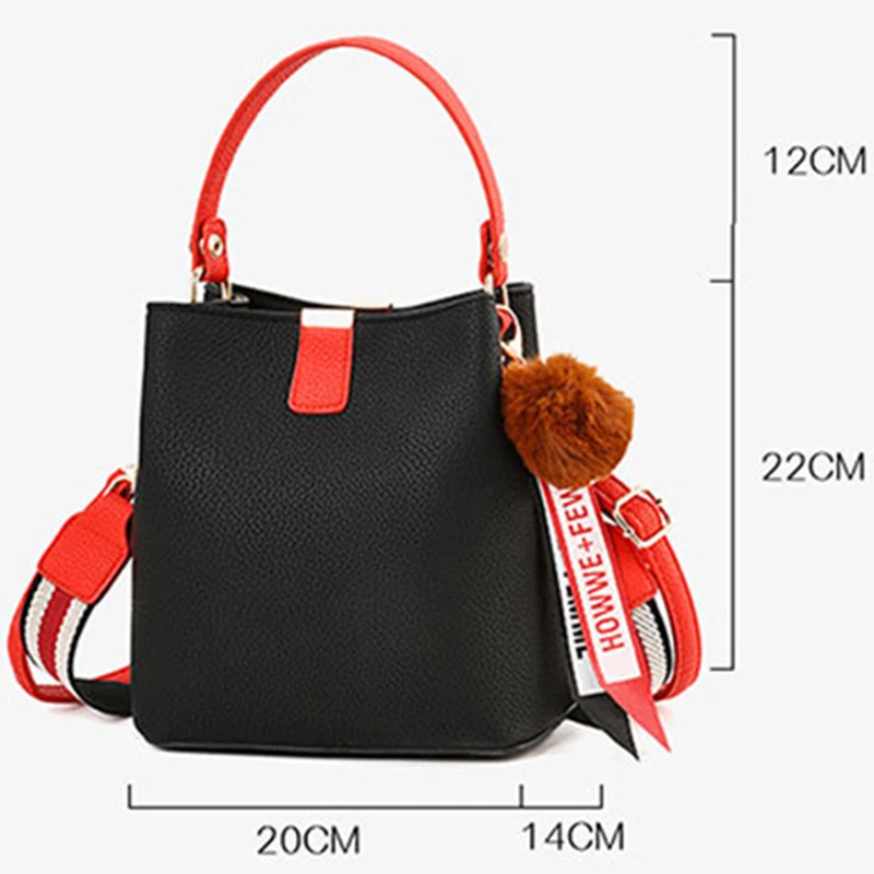 

AUAU-New Retro Bucket Women'S Bag Korean Fashion Wild Handbag Wide Shoulder Strap Shoulder Messenger Bag